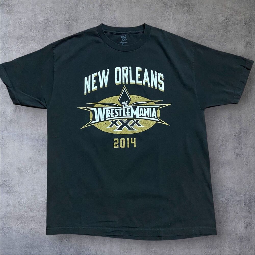 WWE Wrestlemania XXX 30 New Orleans 2014 Black Gold T-Shirt Men's Size XL